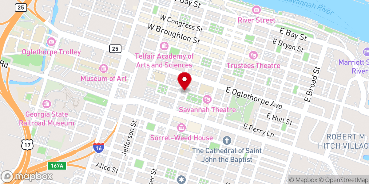 Map showing location of First Baptist Church Of Savannah