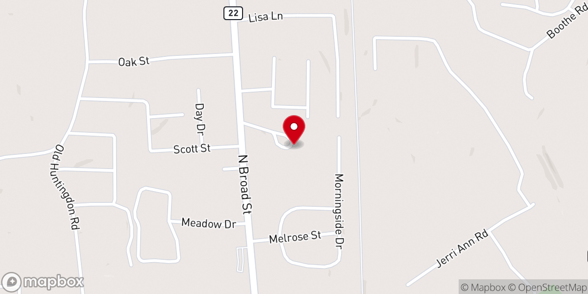 Map showing location of Greater Life Church