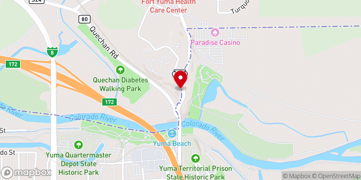 Map showing location of Saint Thomas Yuma Indian Mission