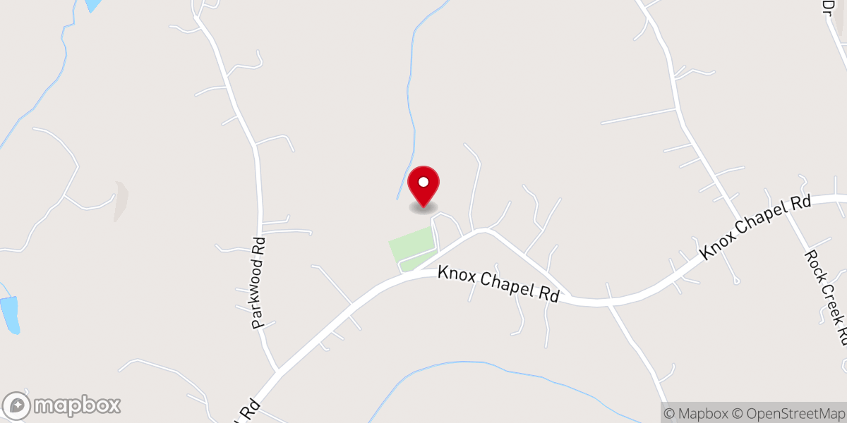 Map showing location of Knox Chapel Baptist Church