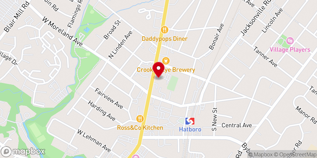 Map showing location of Hatboro Baptist Church
