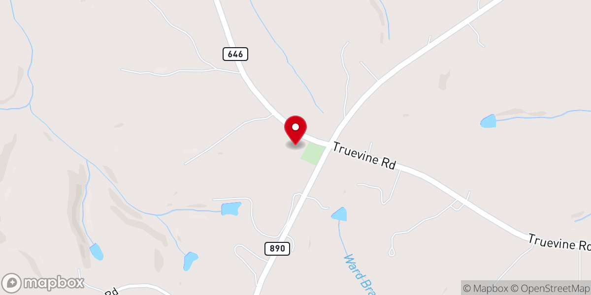 Map showing location of Truevine Baptist Church