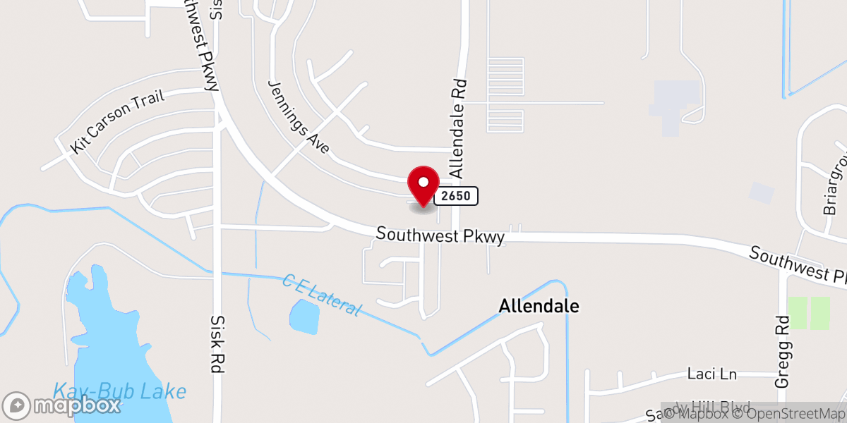 Map showing location of Allendale Baptist Church