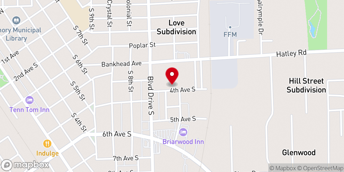 Map showing location of House of Prayer Baptist Church