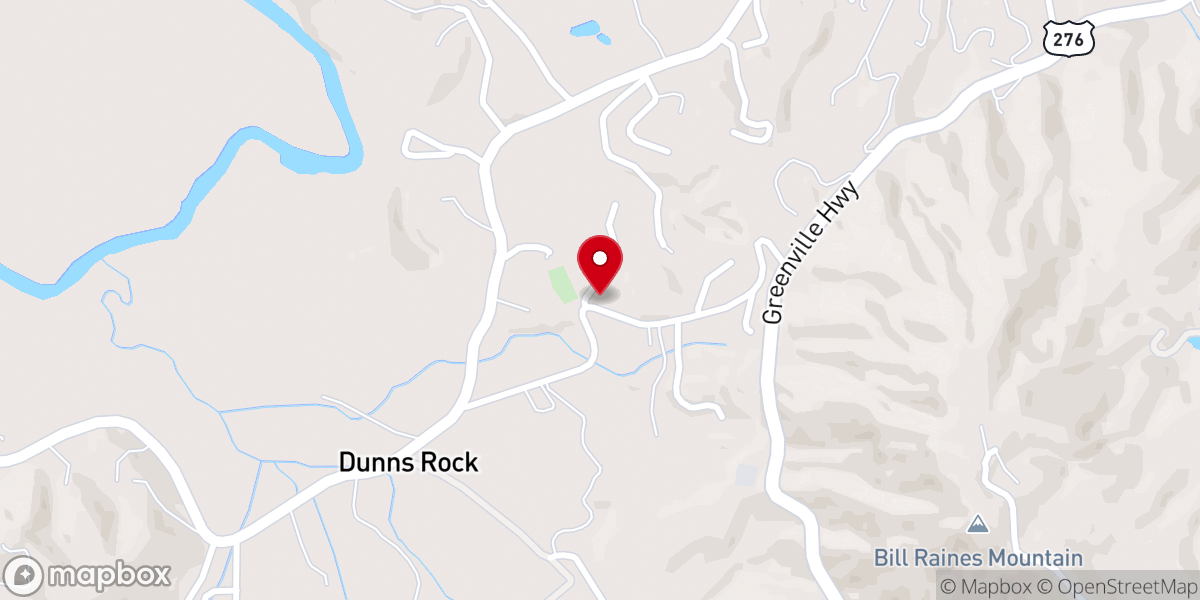 Map showing location of Dunn's Rock Baptist Church
