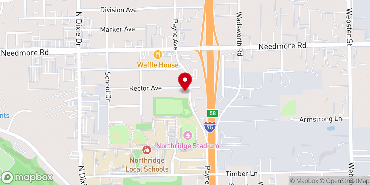 Map showing location of Northridge Assembly of God
