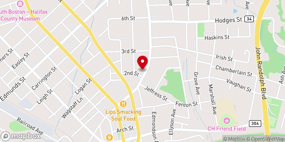 Map showing location of First Presbyterian Church
