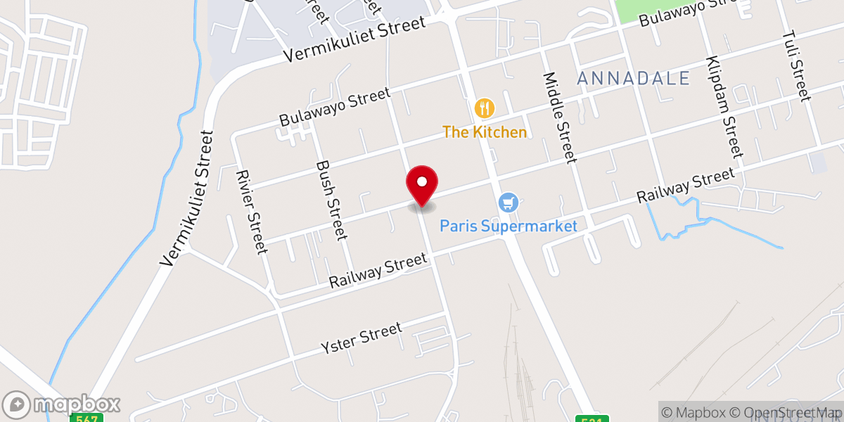 Map showing location of Volle Evangelie Kerk Makarios