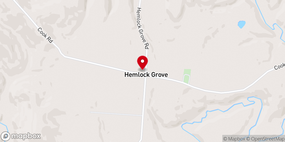 Map showing location of Hemlock Grove Christian Church