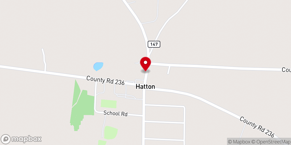 Map showing location of Hatton Church of Christ