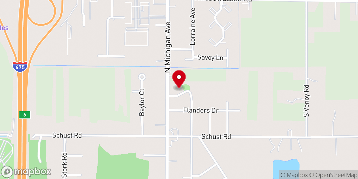 Map showing location of Messiah Lutheran Church, Saginaw