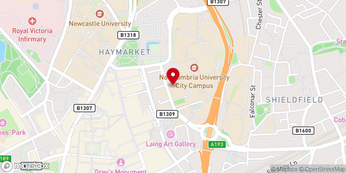 Map showing location of Hope Church Newcastle