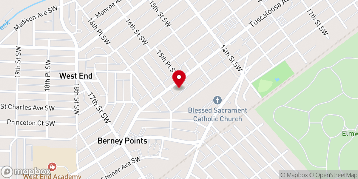 Map showing location of West End Gospel Tabernacle