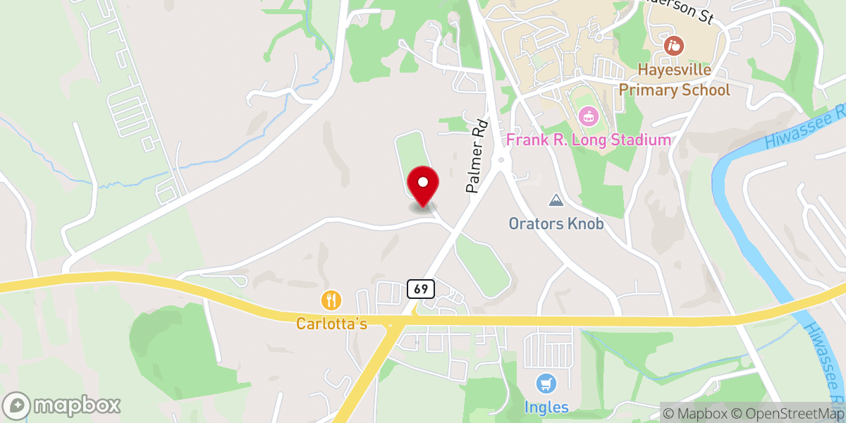 Map showing location of Hayesville Church of God