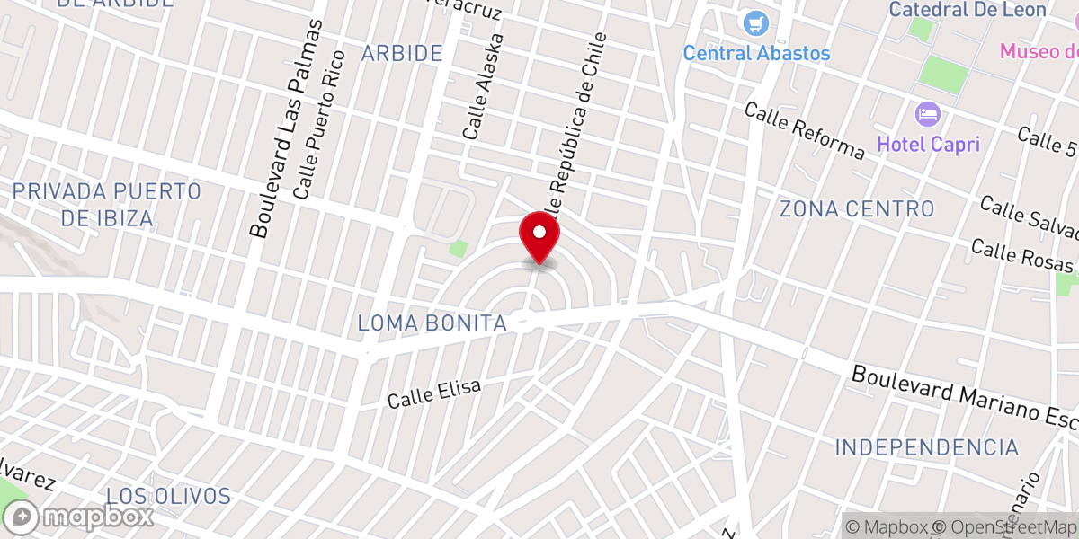 Map showing location of Iglesia de Cristo