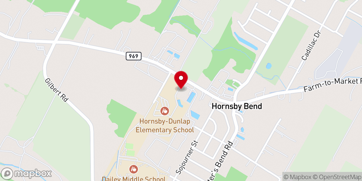 Map showing location of Hornsby Bend Assembly of God