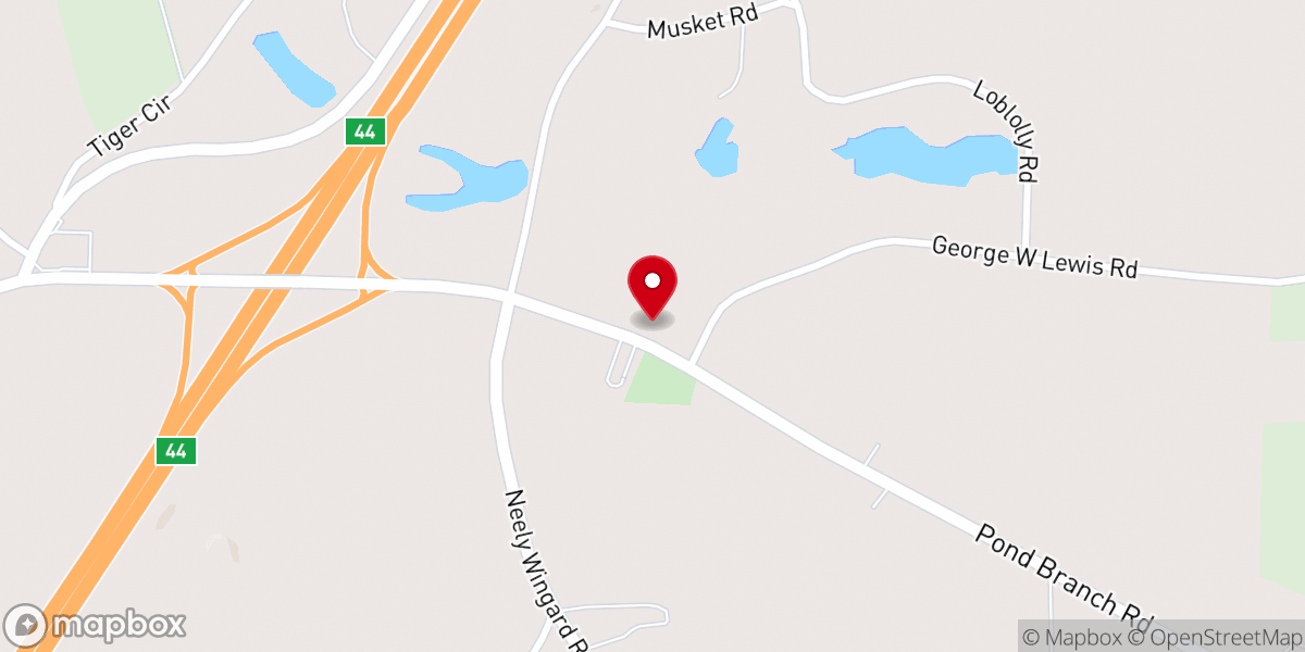 Map showing location of Pond Branch Methodist Church - Activity Center