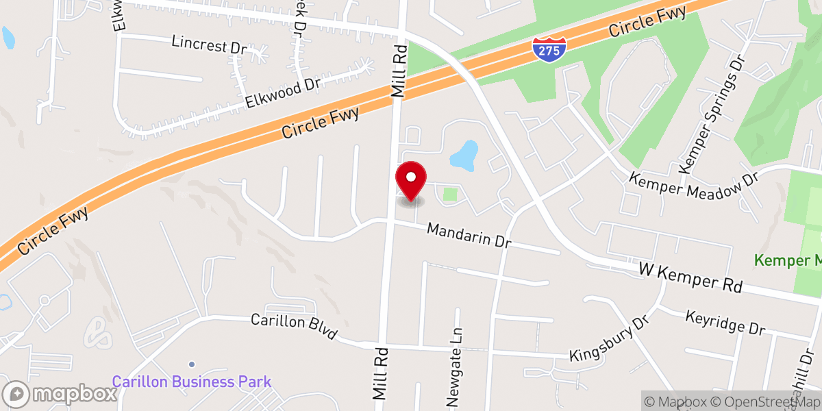 Map showing location of Mill Road Church of Christ