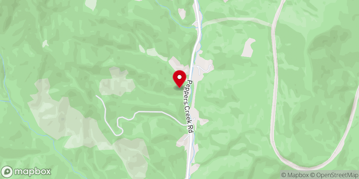 Map showing location of Pepper Creek Church
