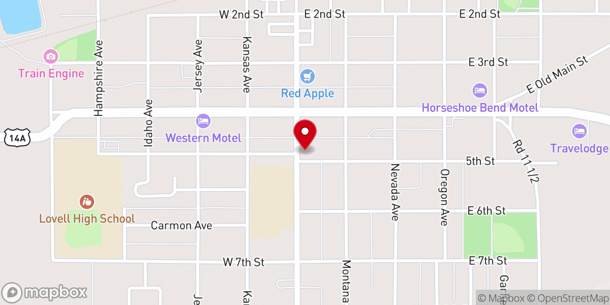 Map showing location of Mustang Cafe & BBQ