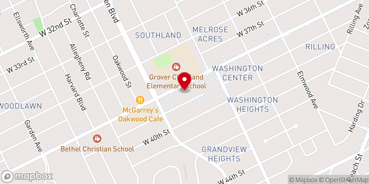 Map showing location of Lake Erie Church