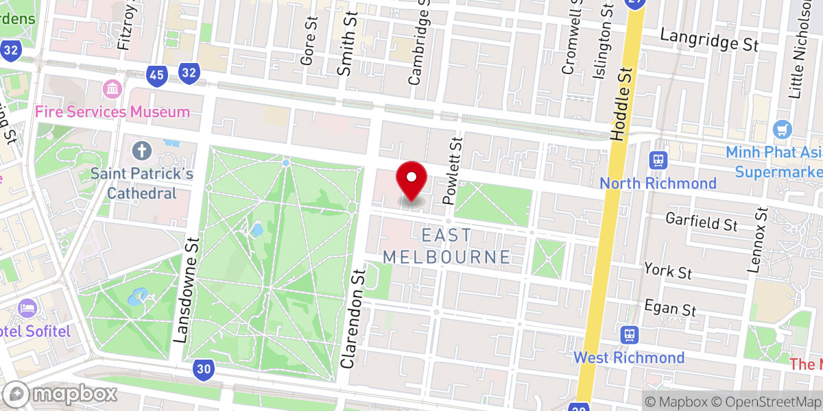 Map showing location of Melbourne Unitarian Peace Memorial Church