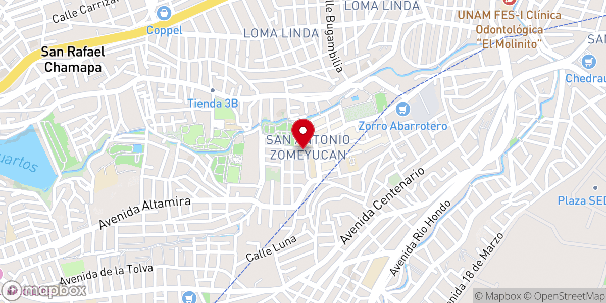 Map showing location of Parroquia de San Antonio de Padua