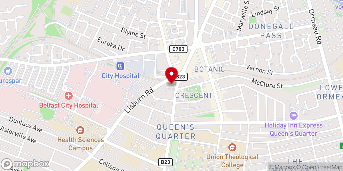 Map showing location of University Road Moravian Church