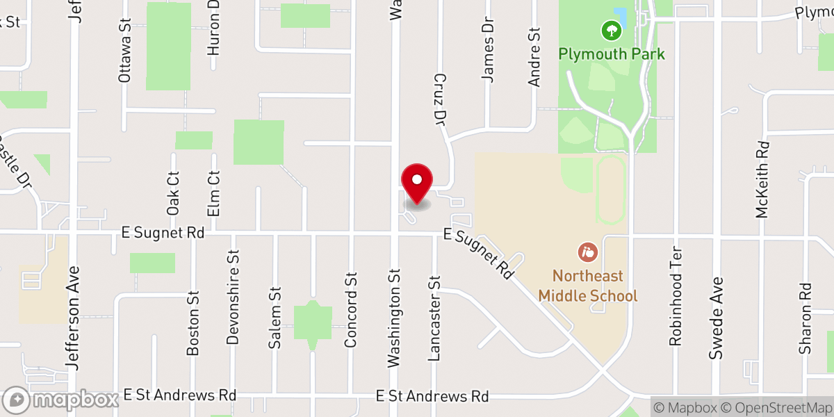 Map showing location of First Baptist Church Midland