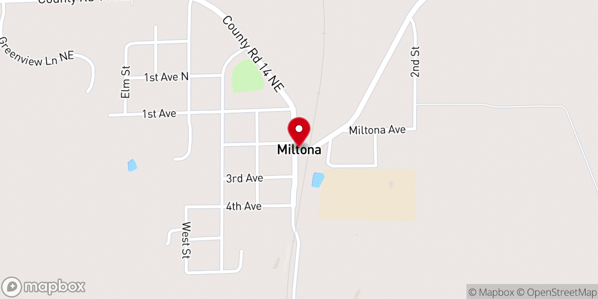 Map showing location of Miltona