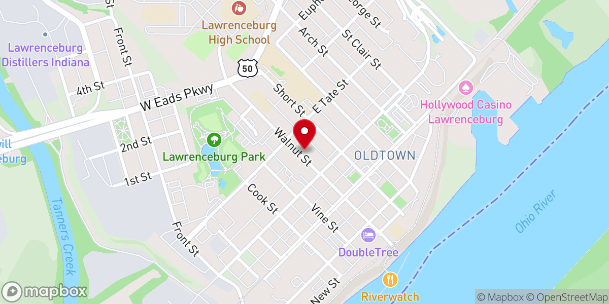 Map showing location of Zion Church Lawrenceburg Indiana