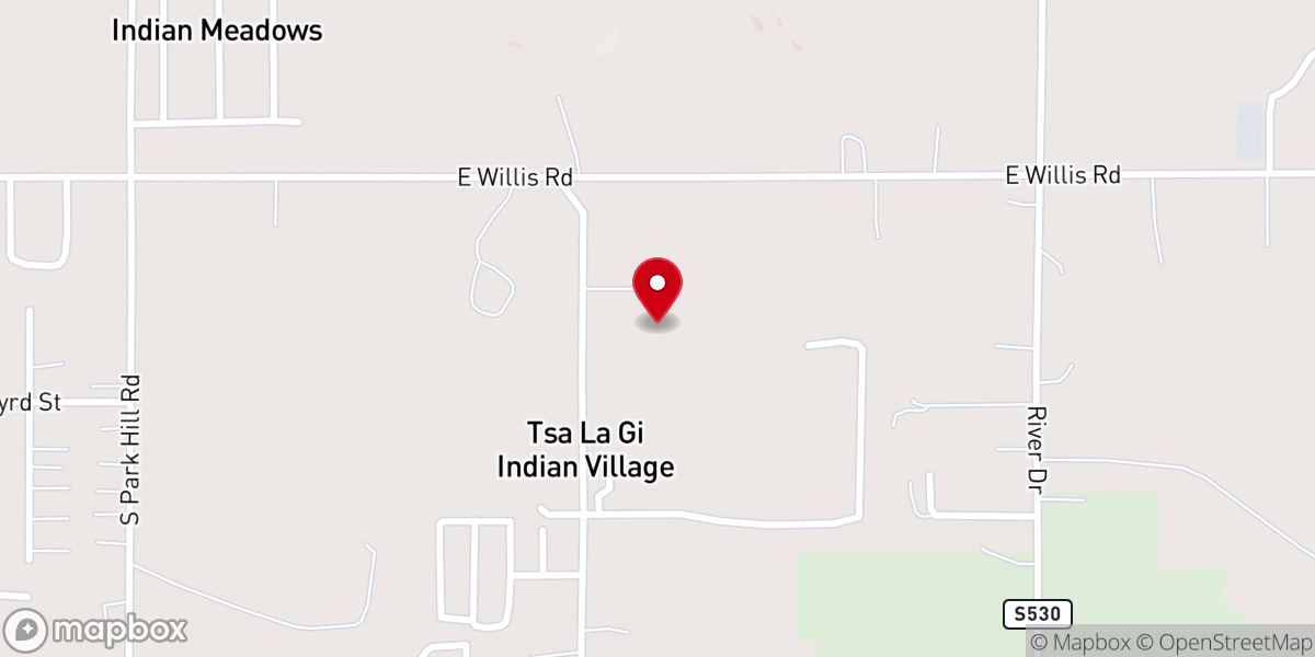 Map showing location of Cherokee Heritage Center