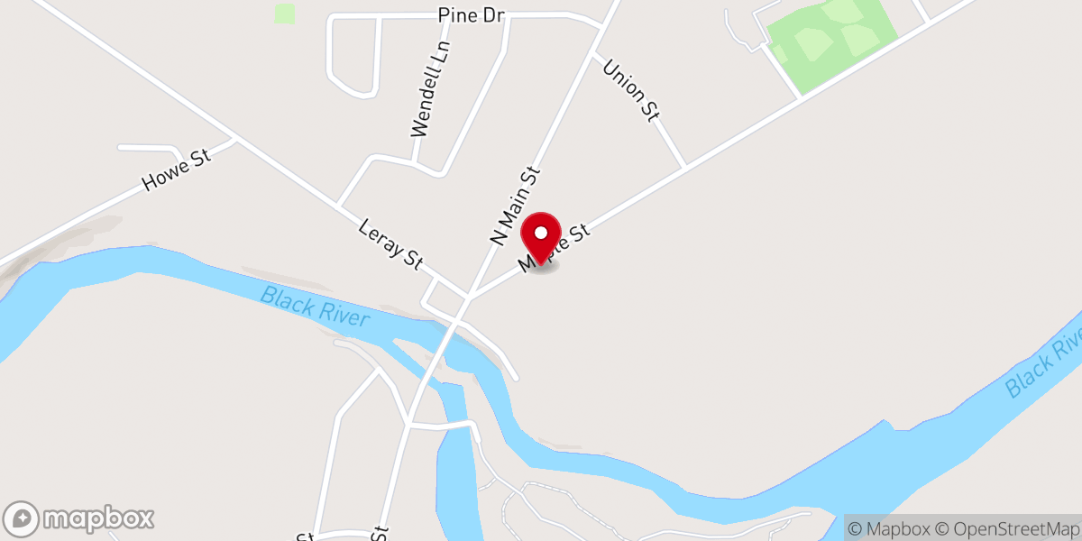 Map showing location of First Baptist Church of Black River