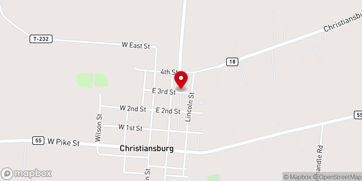 Map showing location of Christiansburg United Methodist Church