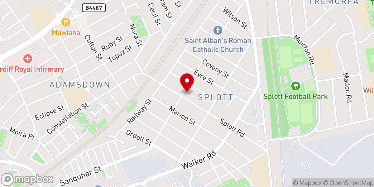 Map showing location of Saint Saviour's Church (Ministry Area of South Cardiff)