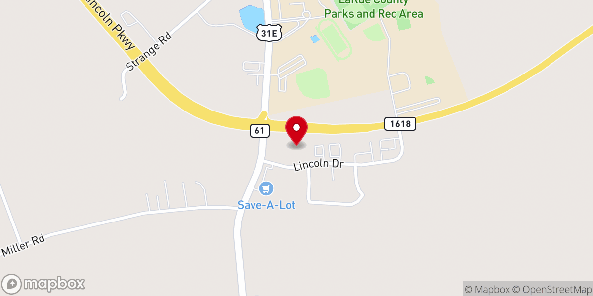 Map showing location of Hometown Pizza - Hodgenville