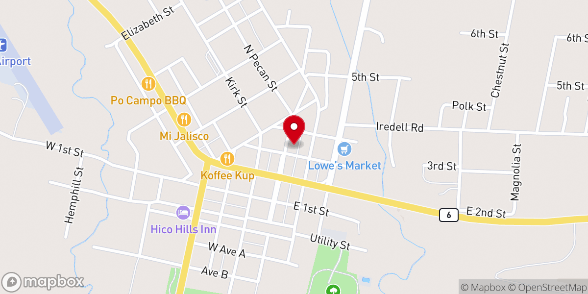 Map showing location of Hico Church of Christ
