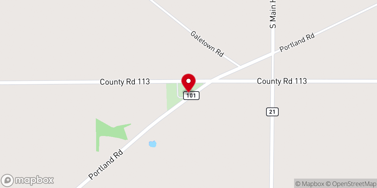 Map showing location of Butternut Ridge Chapel