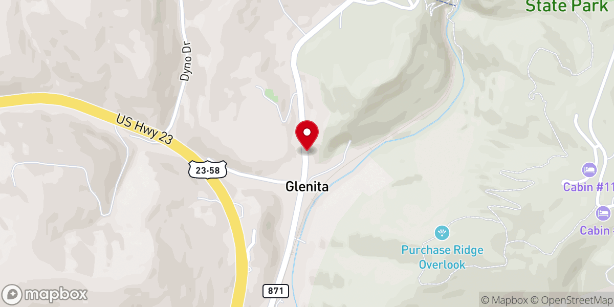 Map showing location of Glenita Church