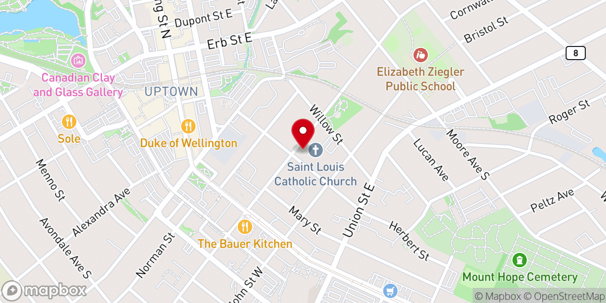 Map showing location of St. Louis Catholic Church