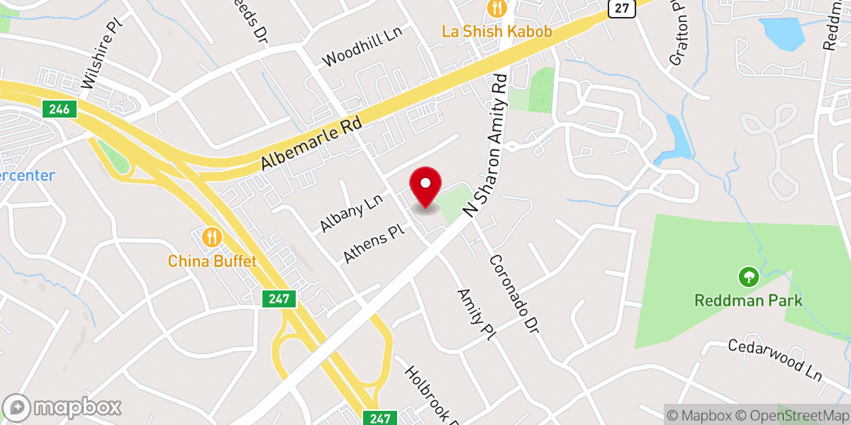 Map showing location of Amity Presbyterian Church