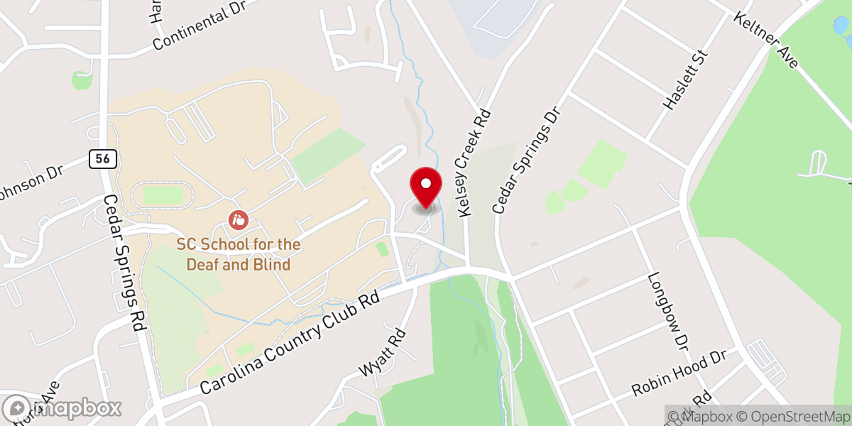 Map showing location of Cedar Spring Baptist Church