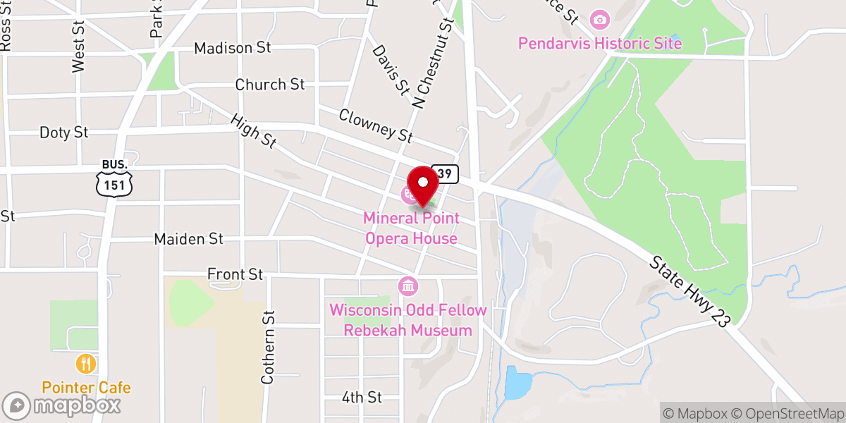 Map showing location of Mineral Point Chamber-Commerce