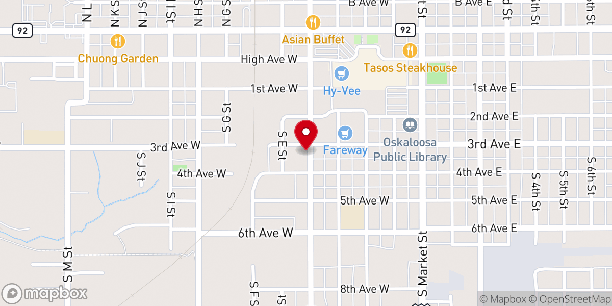 Map showing location of Jubilee Family Church of Oskaloosa Iowa