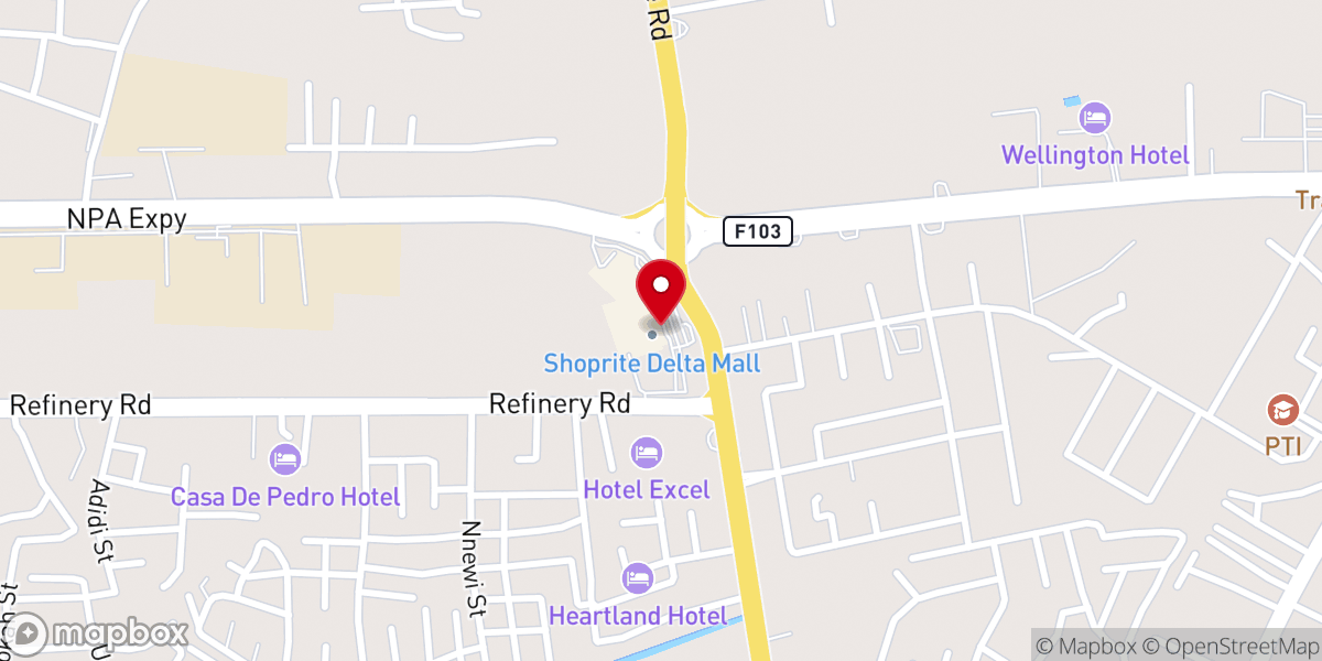 Map showing location of Living Faith Church (Winners Chapel)