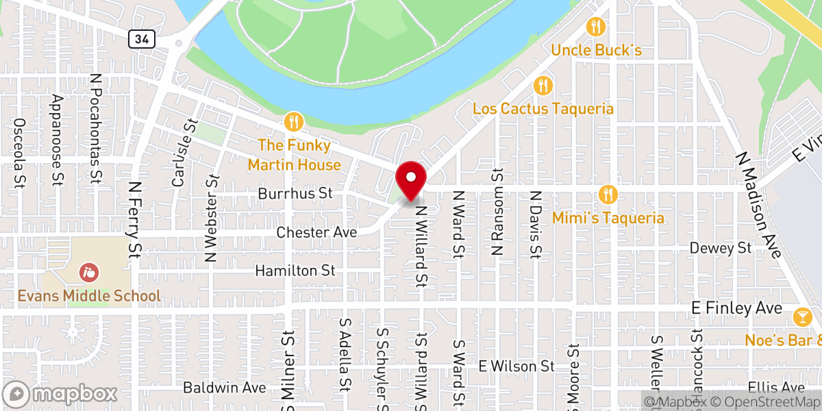 Map showing location of Willard Street United Methodist Church