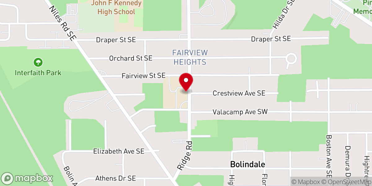 Map showing location of Elim Christian Center