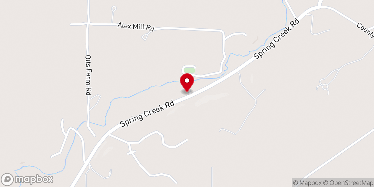 Map showing location of Spring Creek Church