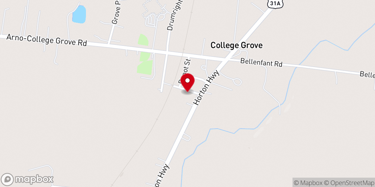 Map showing location of College Grove Church of Christ
