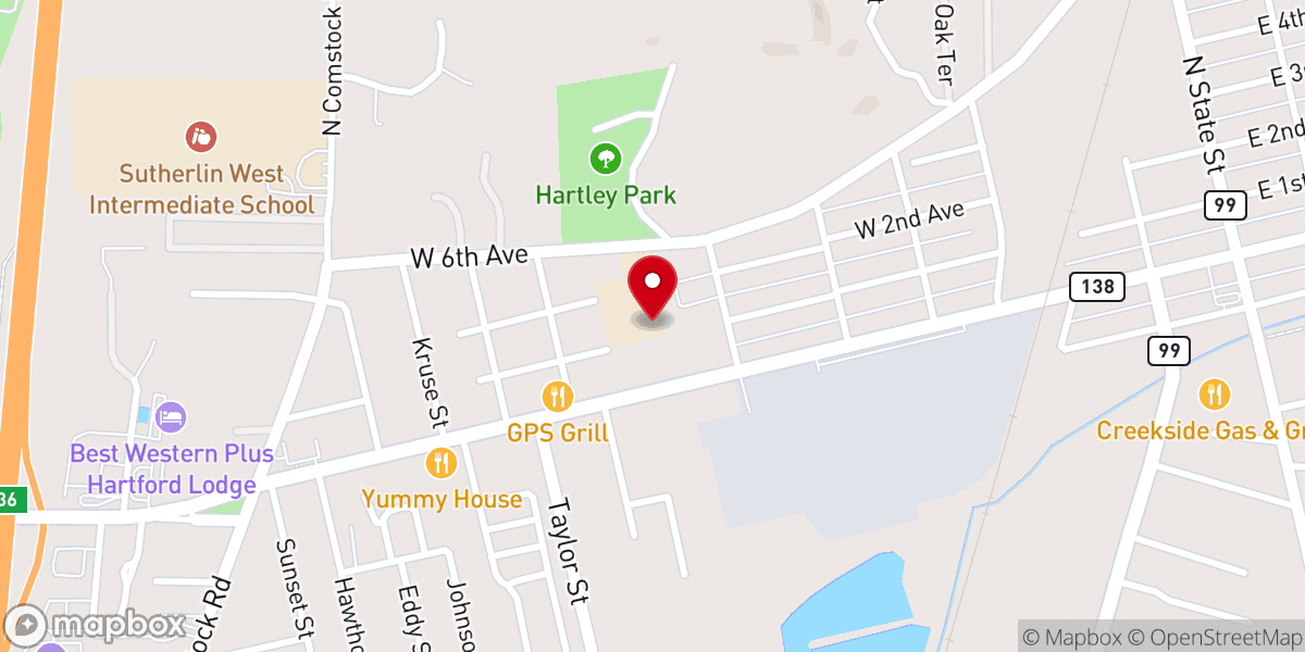Map showing location of Abundant Life Center